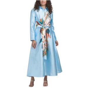 NANCY YANG Bouquet Print Button Front Maxi Dress